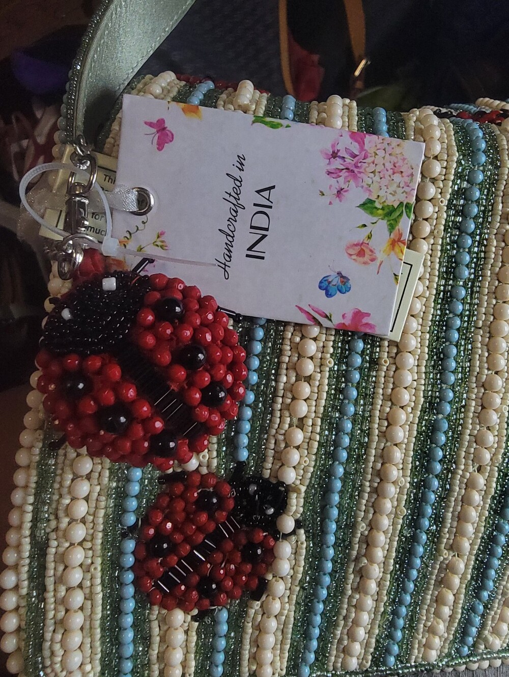 T.J.Maxx Beaded Ladybug Shoulder Bag in Red, Green, Cream - Picture 7 of 7